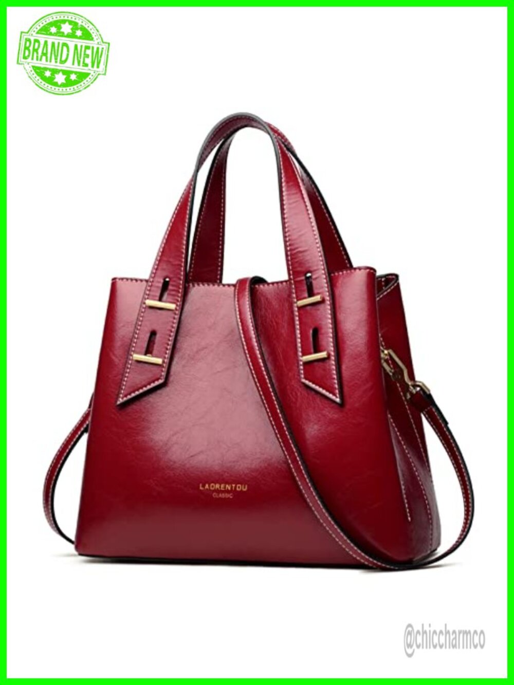 Genuine Leather Crossbody Satchel Top-handle Tote Purse